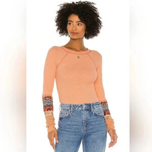 NWT Free People In The Mix Cuff Boho Thermal Top